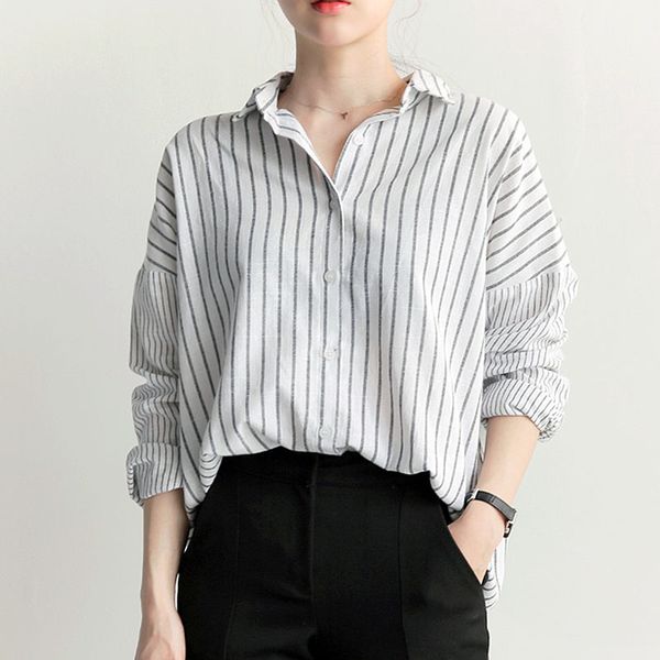 long sleeve shirt women striped blouse blusas mujer de moda 2018 plus size women blouses casual loose shirts chemise femme, White
long sleeve shirt women striped blouse blusas mujer de moda 2018 plus size women blouses casual loose shirts chemise femme, White