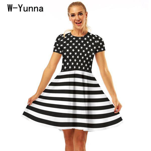 w-yunna women clothes 2018 new listing black white striped digital print dress pullover wild push size knee length dress, Black;gray
w-yunna women clothes 2018 new listing black white striped digital print dress pullover wild push size knee length dress, Black;gray