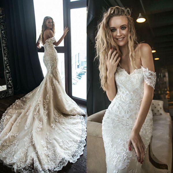 fabulous mermaid lace wedding dresses off the shoulder sequined bridal gowns trumpet plus size chapel length tulle vestido de novia, White
fabulous mermaid lace wedding dresses off the shoulder sequined bridal gowns trumpet plus size chapel length tulle vestido de novia, White