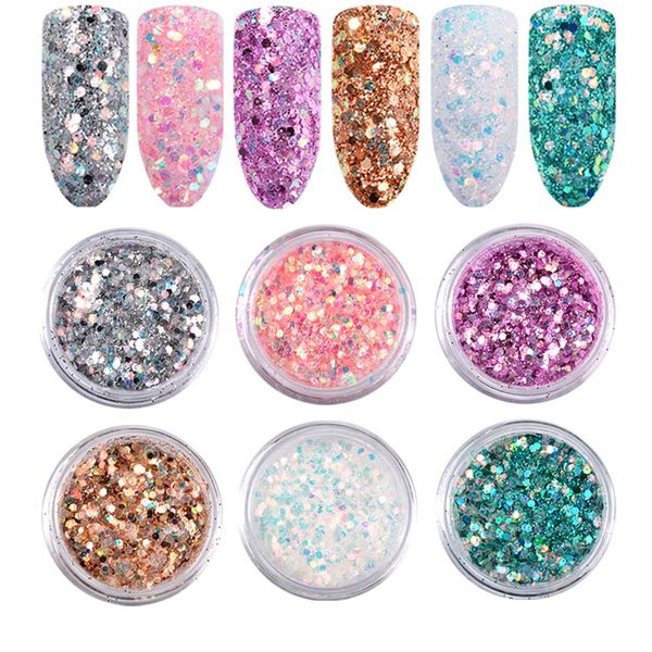 6pcs/set laser mixed glitter laser sequins nail art powder dust paillette flakes diy manicure decor tools, Silver;gold
6pcs/set laser mixed glitter laser sequins nail art powder dust paillette flakes diy manicure decor tools, Silver;gold