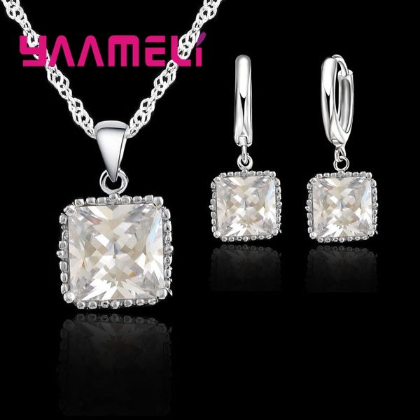 yaameli sparkling square charms pendant necklace earrings 925 sterling silver 5a cubic zircon cz stones women gift jewelry
yaameli sparkling square charms pendant necklace earrings 925 sterling silver 5a cubic zircon cz stones women gift jewelry