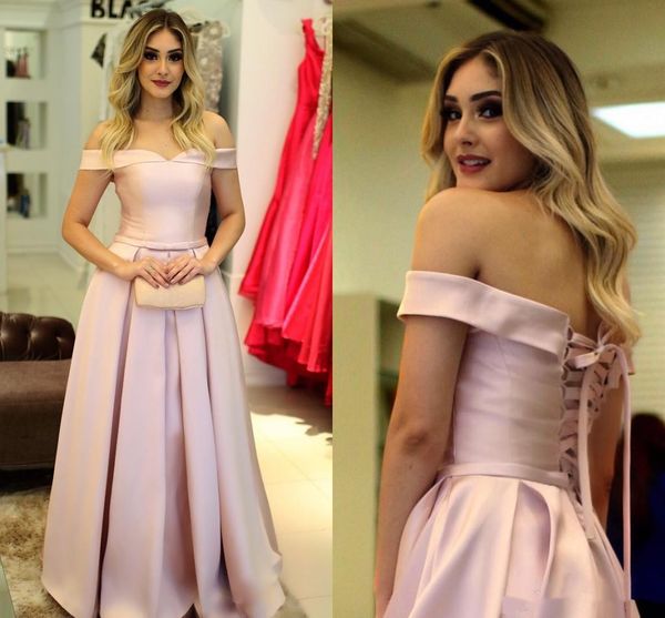 sweet pink off shoulder prom dresses simple a-line evening dress with lace up back floor length party gowns, Black
sweet pink off shoulder prom dresses simple a-line evening dress with lace up back floor length party gowns, Black