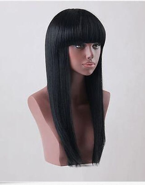 new style long natural black straight bangs hair wig wigs for women, Black;brown
new style long natural black straight bangs hair wig wigs for women, Black;brown
