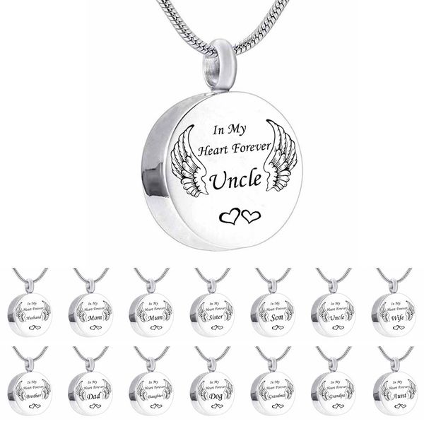 angel wing round memorial keepsake for ashes urn charm pendant necklace,in my heart forever pendant, Silver
angel wing round memorial keepsake for ashes urn charm pendant necklace,in my heart forever pendant, Silver