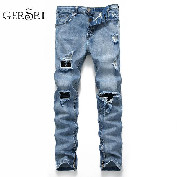 gersri men casual straight jeans pants mid-waist solid denim hole jeans distressed ripped for youth men cowboy guy, Blue
gersri men casual straight jeans pants mid-waist solid denim hole jeans distressed ripped for youth men cowboy guy, Blue