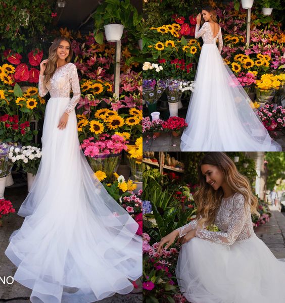 lussano 2019 beach wedding dresses jewel neck a line sweep train lace bridal gowns appliques long sleeve boho wedding dress backless, White
lussano 2019 beach wedding dresses jewel neck a line sweep train lace bridal gowns appliques long sleeve boho wedding dress backless, White