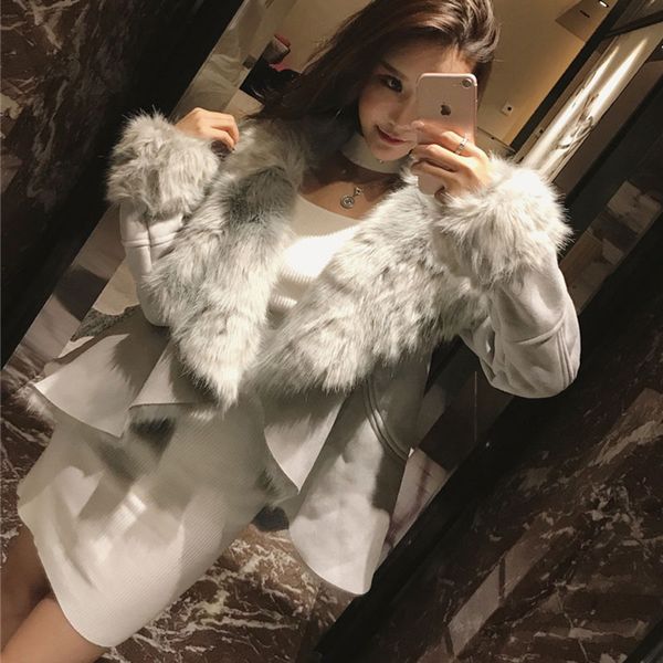 2018 winter new loose long sleeved lapel imitation fur fur deer skin thick short coat coat women's clothing, Black
2018 winter new loose long sleeved lapel imitation fur fur deer skin thick short coat coat women's clothing, Black