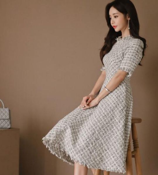 korean version of autumn and winter fashion elegant short sleeved slim slimming dress, Black;gray
korean version of autumn and winter fashion elegant short sleeved slim slimming dress, Black;gray