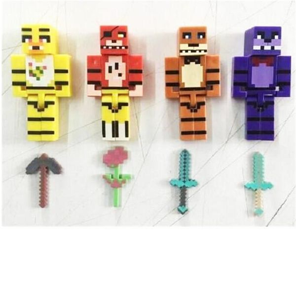 4 pieces / set five day on freddie building blocks with weapons figure 7 cm fox bear bonnie pvc anime figures dolls baby toys dhl
4 pieces / set five day on freddie building blocks with weapons figure 7 cm fox bear bonnie pvc anime figures dolls baby toys dhl