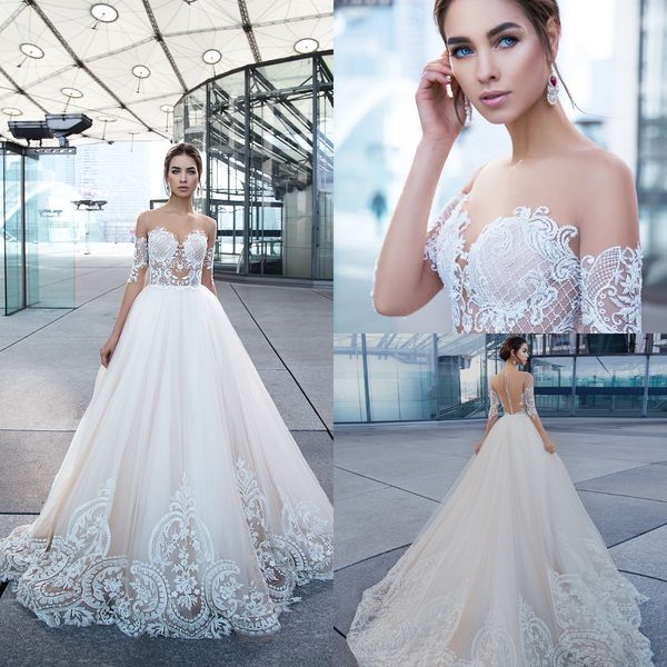 2019 milla nova с длинным рукавом свадебные платья кружева аппликации sheer jewel шеи линии boho свадебное платье развертки поезд плюс разме, White
2019 milla nova с длинным рукавом свадебные платья кружева аппликации sheer jewel шеи линии boho свадебное платье развертки поезд плюс разме, White