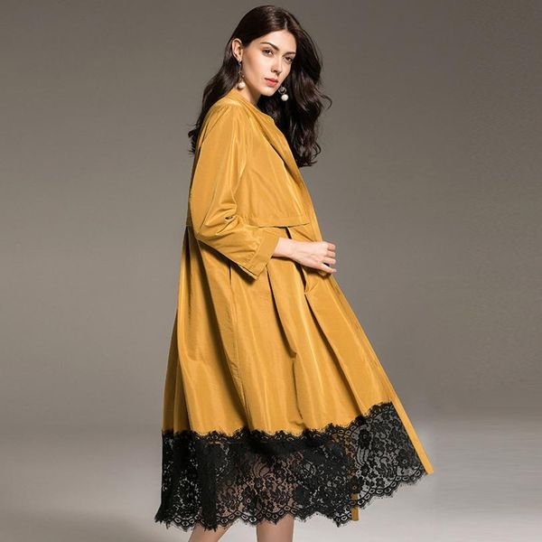 autumn fashion new lace stitching plus size windbreaker coat female single-breasted casual loose oversize trench outwear l1259, Tan;black
autumn fashion new lace stitching plus size windbreaker coat female single-breasted casual loose oversize trench outwear l1259, Tan;black
