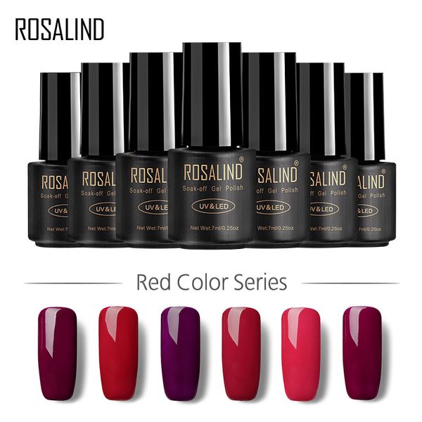 

rosalind gel 1s 7ml red color series gel nail polish set for manicure varnishes nail art uv&led lamp extension lacquer, Red;pink