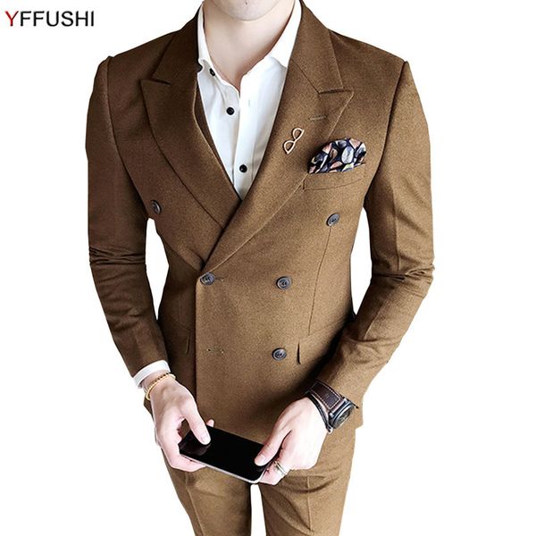 yffushi men suit wine red khaki grey suits 3 pieces double breasted wedding suits for men england casual style slim fit, White;black
yffushi men suit wine red khaki grey suits 3 pieces double breasted wedding suits for men england casual style slim fit, White;black