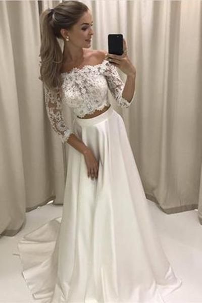 latest design garden three quarter sleeve a line wedding dresses lace transparent two piece custom made party bridal gowns satin modern, White
latest design garden three quarter sleeve a line wedding dresses lace transparent two piece custom made party bridal gowns satin modern, White