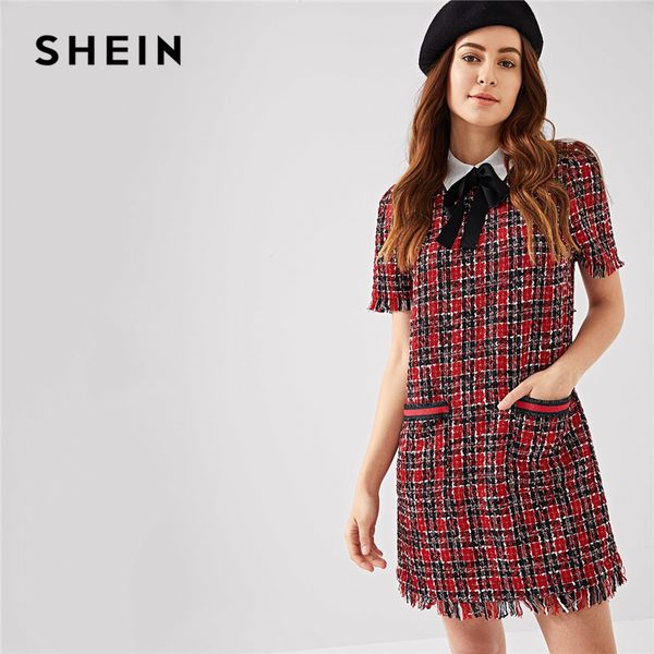 shein multicolor preppy tie neck frayed edge tweed plaid puff sleeve highstreet dress 2018 summer elegant campus women dresses, White;black
shein multicolor preppy tie neck frayed edge tweed plaid puff sleeve highstreet dress 2018 summer elegant campus women dresses, White;black