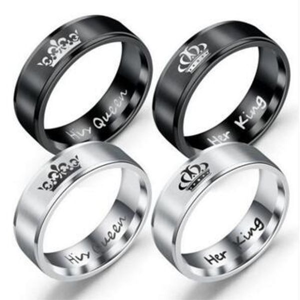 4 colors stainless steel her king his queen crown band ring couple rings love ring for lovers wedding jewelry, Silver
4 colors stainless steel her king his queen crown band ring couple rings love ring for lovers wedding jewelry, Silver