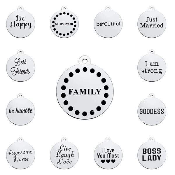 glowcat 24 styles sweet words family charms titanium steel letter charms round laser cut pendants diy dangle jewelry making 2pcs, Bronze;silver
glowcat 24 styles sweet words family charms titanium steel letter charms round laser cut pendants diy dangle jewelry making 2pcs, Bronze;silver