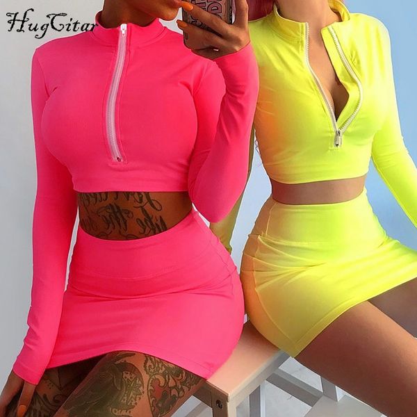 hugcitar long sleeve high neck zipper bodycon crop mini skirt 2 pieces sets 2018 autumn winter women fashion solid set, Gray
hugcitar long sleeve high neck zipper bodycon crop mini skirt 2 pieces sets 2018 autumn winter women fashion solid set, Gray