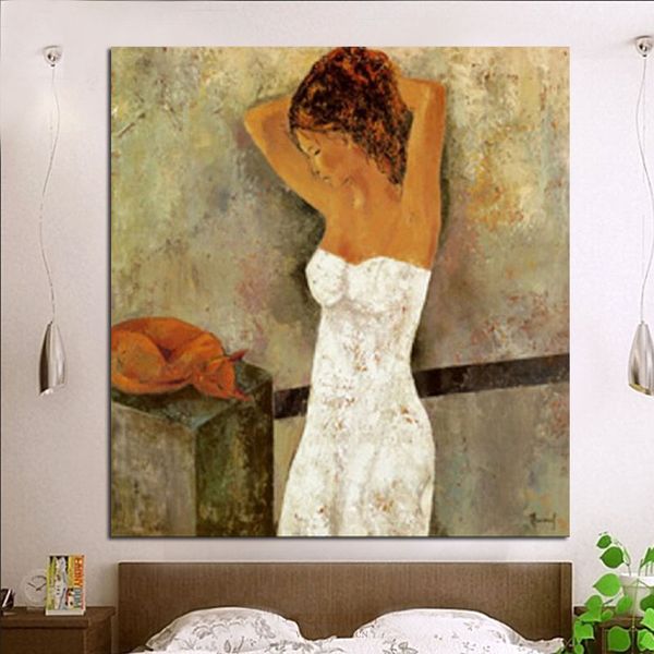 pure hand painted sleeping cat and woman oil painting on canvas beautiful wall art decor no stretched
pure hand painted sleeping cat and woman oil painting on canvas beautiful wall art decor no stretched