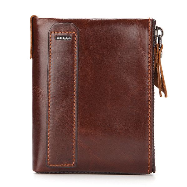 men's wallet leather short coin coin purse oil wax leather double zip wallets, Red;black
men's wallet leather short coin coin purse oil wax leather double zip wallets, Red;black