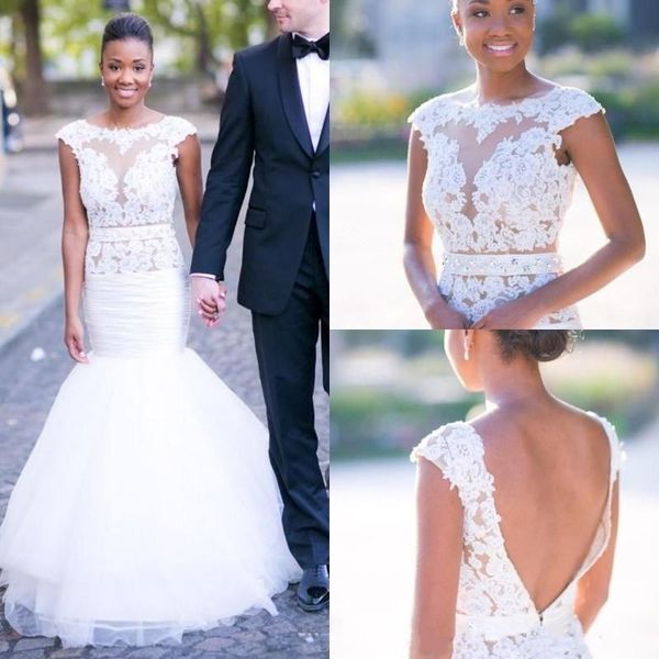 2019 mermaid african wedding dresses plus size cap sleeve applique nigeria arabic country garden bridal gowns beaded crystal belt backless, White
2019 mermaid african wedding dresses plus size cap sleeve applique nigeria arabic country garden bridal gowns beaded crystal belt backless, White