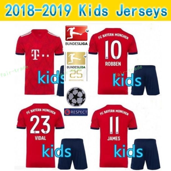 Bayern soccer Jersey Kids Kit 18 19 FC Bayern Munich home red Soccer Jerseys #25 MULLER #11 JAMES Child Soccer Shirts uniform jersey+shorts
Bayern soccer Jersey Kids Kit 18 19 FC Bayern Munich home red Soccer Jerseys #25 MULLER #11 JAMES Child Soccer Shirts uniform jersey+shorts