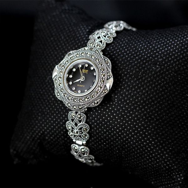 metjakt vintage quartz bracelet watch with zircon solid 925 sterling silver bracelet for women's thai silver jewelry, Golden;silver
metjakt vintage quartz bracelet watch with zircon solid 925 sterling silver bracelet for women's thai silver jewelry, Golden;silver