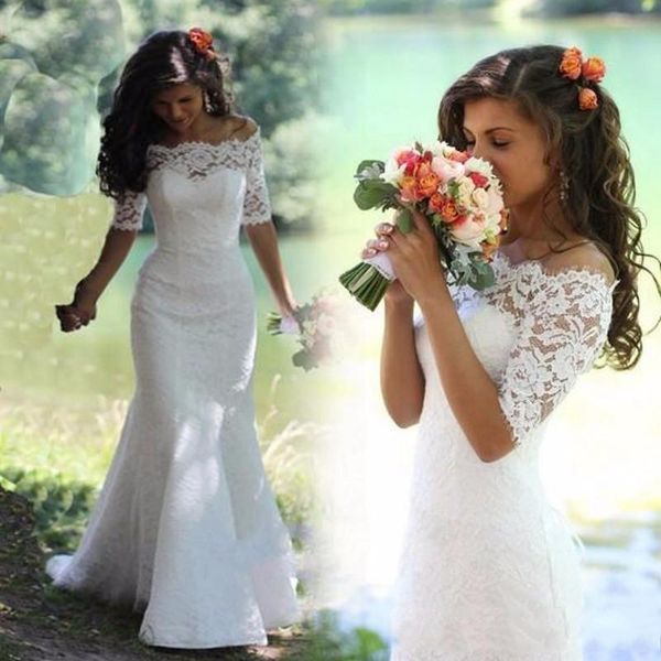 2019 Vintage Lace Wedding Dresses A Line Formal Half Long Sleeves Bridal Gowns Bateau Neck Lace Up Back Formal Wedding Reception Gowns
2019 Vintage Lace Wedding Dresses A Line Formal Half Long Sleeves Bridal Gowns Bateau Neck Lace Up Back Formal Wedding Reception Gowns