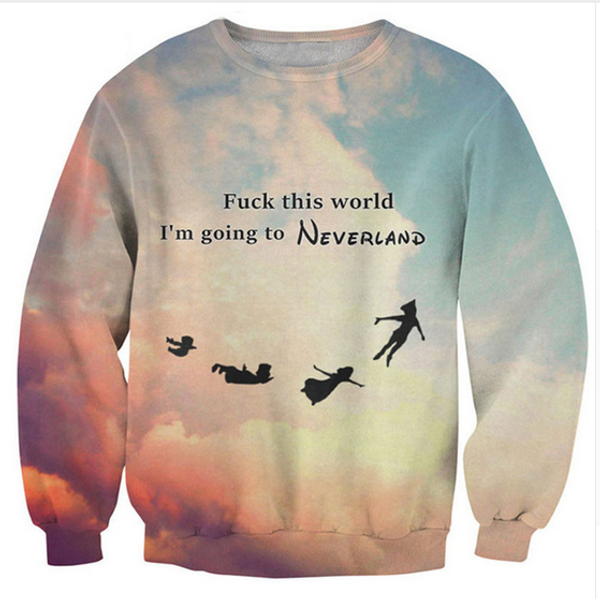 i'm going to neverland 3d print sweatshirt fashion clothing sweats jumper hoodies for women men szs009, Black 
i'm going to neverland 3d print sweatshirt fashion clothing sweats jumper hoodies for women men szs009, Black