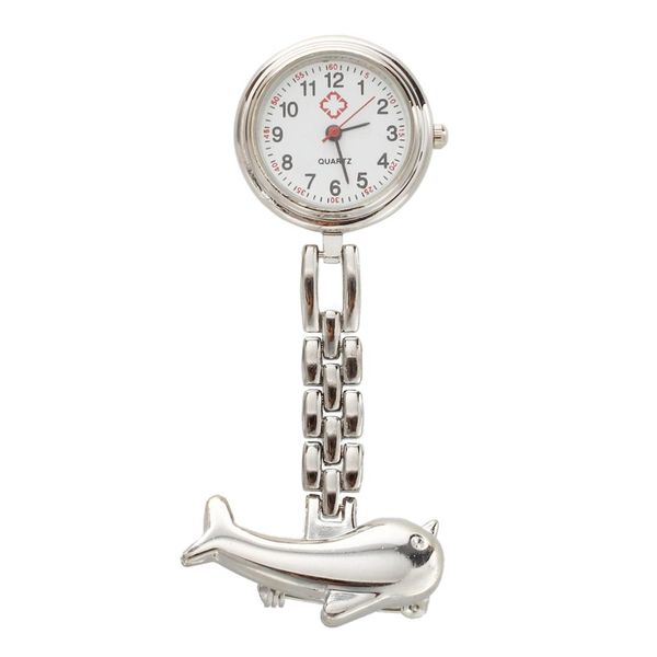 silver dolphin quartz movement nurse brooch fob tunic pocket watch, Slivery;brown
silver dolphin quartz movement nurse brooch fob tunic pocket watch, Slivery;brown