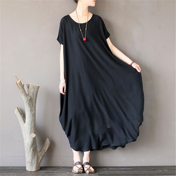 buykud 2018 summer women cotton black loose long dress round neck short sleeve casual robe plus size solid dresses, Black;gray
buykud 2018 summer women cotton black loose long dress round neck short sleeve casual robe plus size solid dresses, Black;gray