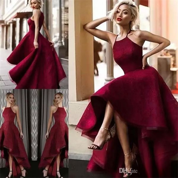 dubai red hi lo evening dresses 2018 halter neck lace sleeveless prom gowns celebrity party dress, Black;red
dubai red hi lo evening dresses 2018 halter neck lace sleeveless prom gowns celebrity party dress, Black;red