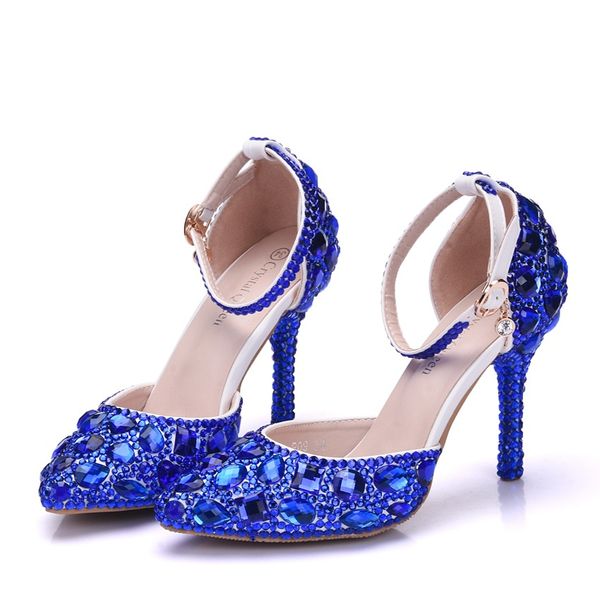 new fashionl elegent pointed toe shoes for women blue crystal high heel wedding shoes thick heels beautiful rhinestone plus size shoes, Black
new fashionl elegent pointed toe shoes for women blue crystal high heel wedding shoes thick heels beautiful rhinestone plus size shoes, Black