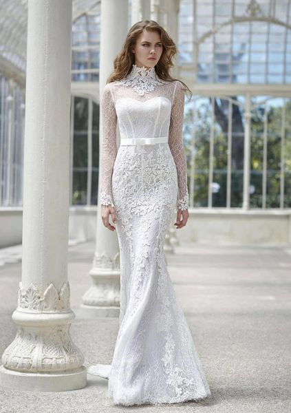 stunning lace mermaid wedding dresses long sleeves buttons back sweep train lace bridal gowns european style elegant wedding dresses, White
stunning lace mermaid wedding dresses long sleeves buttons back sweep train lace bridal gowns european style elegant wedding dresses, White
