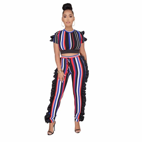 Summer Tracksuit Fashion Sexy Women Set Rainbow Striped Print Two pieces Jumpsuits Suits Casual Nightclub Party Tracksuits
Summer Tracksuit Fashion Sexy Women Set Rainbow Striped Print Two pieces Jumpsuits Suits Casual Nightclub Party Tracksuits