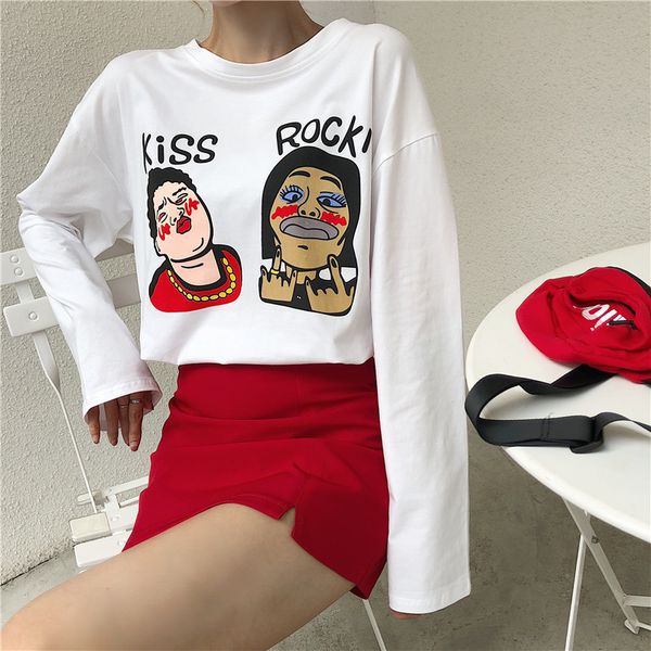 2018 new autumn t-shirt women's korean version of harajuku t-shirt long-sleeved loose cartoon pattern printing fashion sweet, White
2018 new autumn t-shirt women's korean version of harajuku t-shirt long-sleeved loose cartoon pattern printing fashion sweet, White