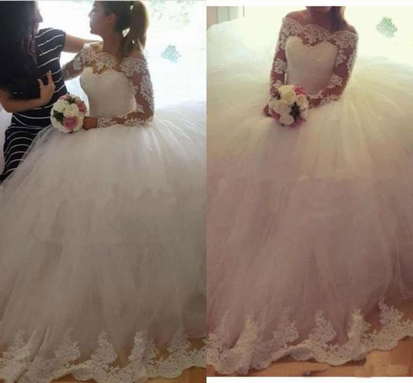 Gorgeous Lace Ball Gown Wedding Dresses Off the Shoulder Lace Up Long Sleeves Lace Appliques Custom Made Bridal Gowns
Gorgeous Lace Ball Gown Wedding Dresses Off the Shoulder Lace Up Long Sleeves Lace Appliques Custom Made Bridal Gowns