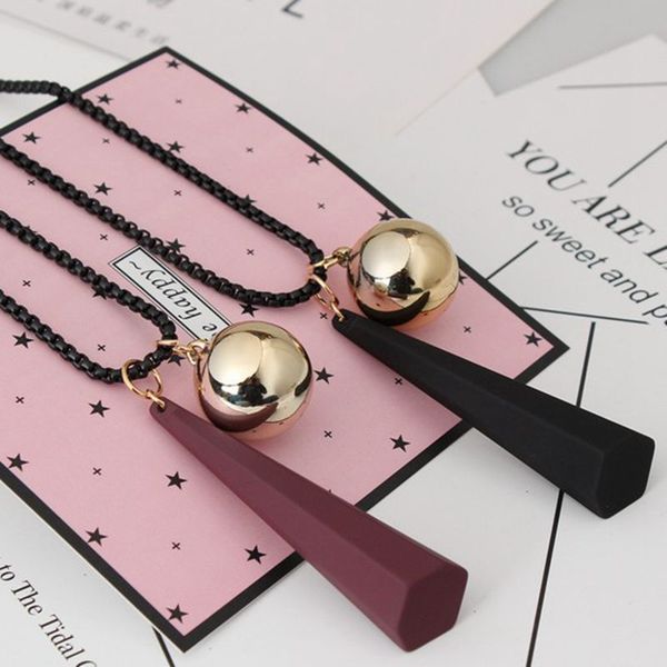 2018 long style personality style simple sweater chain metal ball wood pendant necklace, Silver
2018 long style personality style simple sweater chain metal ball wood pendant necklace, Silver