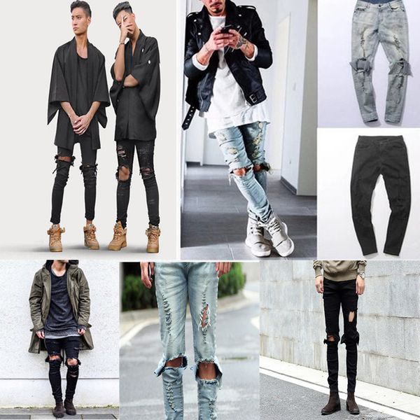 2018 new stretch men's jeans washed hole feet men's trousers waist trend feet pants men's jeans shorts 29-36, Blue
2018 new stretch men's jeans washed hole feet men's trousers waist trend feet pants men's jeans shorts 29-36, Blue