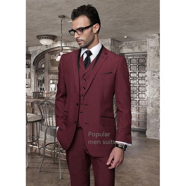 notched lapel two buttons wine red men suit custom made wedding suits with pants mens tuxedos grooms ( jacket+pants+vest+tie, White;black
notched lapel two buttons wine red men suit custom made wedding suits with pants mens tuxedos grooms ( jacket+pants+vest+tie, White;black