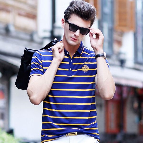 2018 summer men's short sleeve t-shirt new middle-aged stripes lapel cotton polo shirt short-sleeved print top, White;black 
2018 summer men's short sleeve t-shirt new middle-aged stripes lapel cotton polo shirt short-sleeved print top, White;black