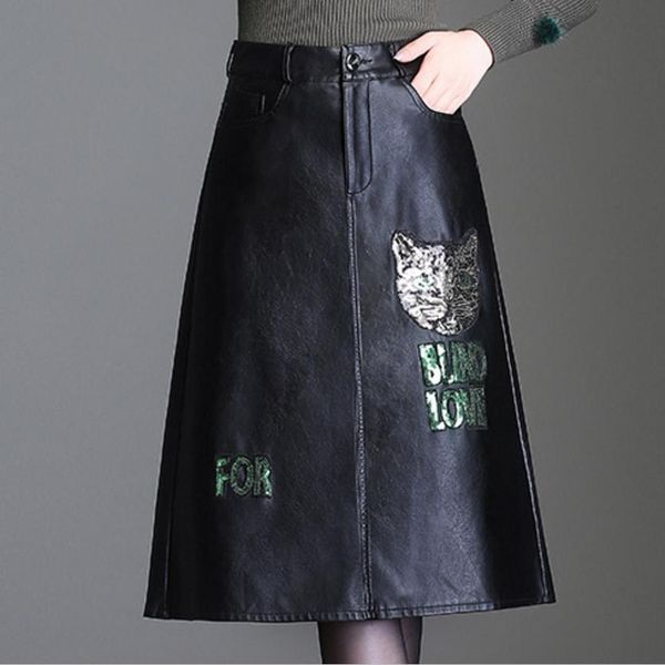 4xl pu faux leather knee-length skirt women a-line black sequined embroidered high waist skirt
4xl pu faux leather knee-length skirt women a-line black sequined embroidered high waist skirt