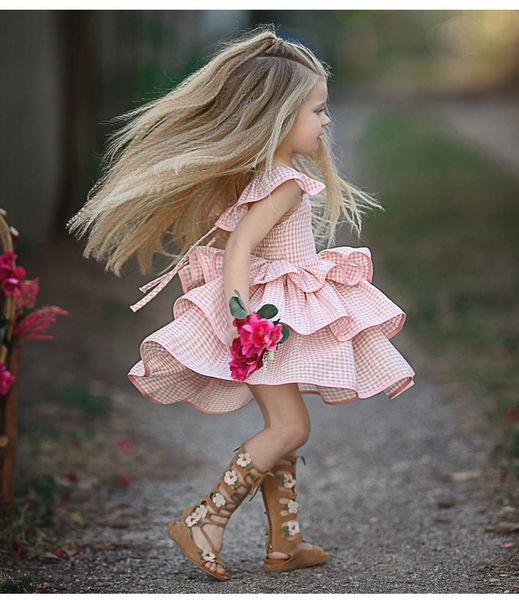 Newest Baby girl dresses Plaid Flutter sleeve layers bubble skirt Back cross sweet Boutique girls clothing cotton 2018 Summer
Newest Baby girl dresses Plaid Flutter sleeve layers bubble skirt Back cross sweet Boutique girls clothing cotton 2018 Summer