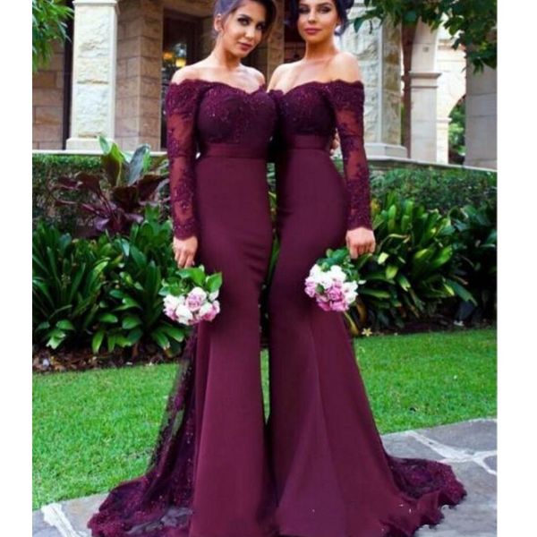 burgundy long sleeves mermaid bridesmaid dresses beads lace appliques off the shoulder maid of honor gowns 2018 glamorous wedding guest dres, White;pink
burgundy long sleeves mermaid bridesmaid dresses beads lace appliques off the shoulder maid of honor gowns 2018 glamorous wedding guest dres, White;pink