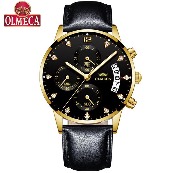 

olmeca watch men sport quartz fashion leather clock mens watches waterproof business watch relogio masculino, Slivery;brown