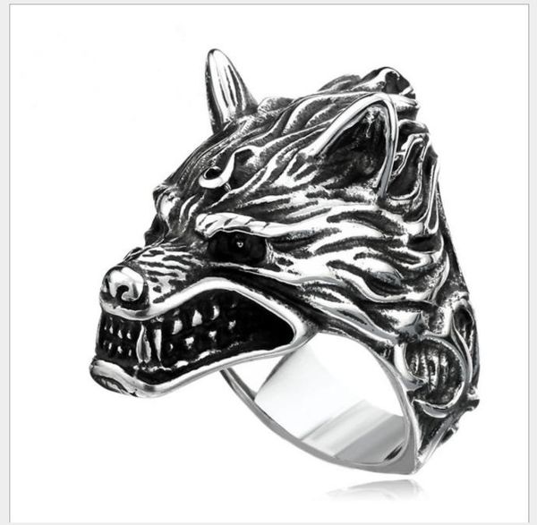 ring men exaggerate personality giant wolf head ring ornaments, Silver 
ring men exaggerate personality giant wolf head ring ornaments, Silver