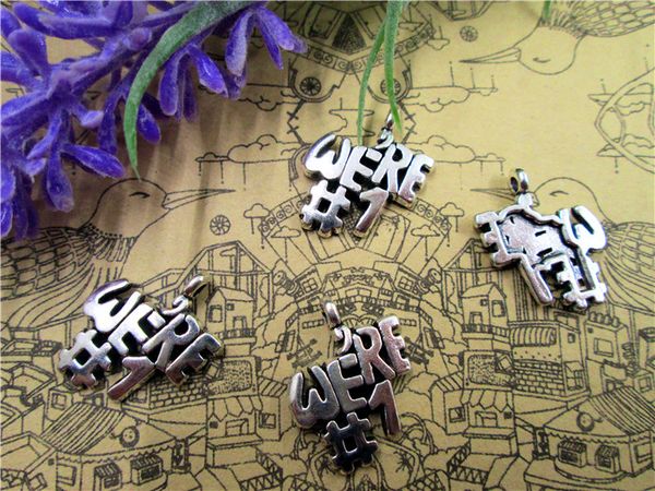 60pcs--champions charm, antique tibetan silver tone we're number one charm pendants 21x16mm, Bronze;silver
60pcs--champions charm, antique tibetan silver tone we're number one charm pendants 21x16mm, Bronze;silver