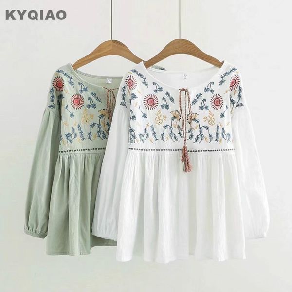 kyqiao ethnic shirt 2018 mori girls autumn spring bohemian hippie long sleeve o neck green white embroidery blouse blusa top
kyqiao ethnic shirt 2018 mori girls autumn spring bohemian hippie long sleeve o neck green white embroidery blouse blusa top