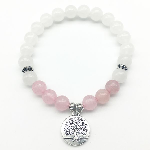 sn1307 fashion women`s bracelet white jade beads bracelet rose quartz with tree of life charm jewelry gift for her, Black
sn1307 fashion women`s bracelet white jade beads bracelet rose quartz with tree of life charm jewelry gift for her, Black