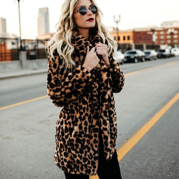 2018 ladies faux fur coat leopard printing winter warm women fashion cardigan outwear female shearling fluffy fur coats #ve257, Black
2018 ladies faux fur coat leopard printing winter warm women fashion cardigan outwear female shearling fluffy fur coats #ve257, Black